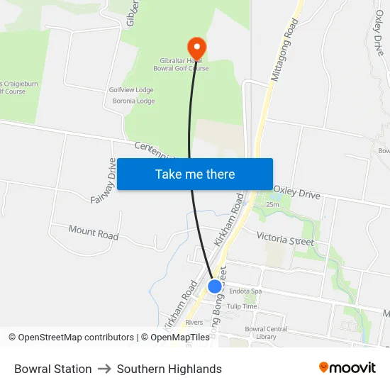 Bowral Station to Southern Highlands map