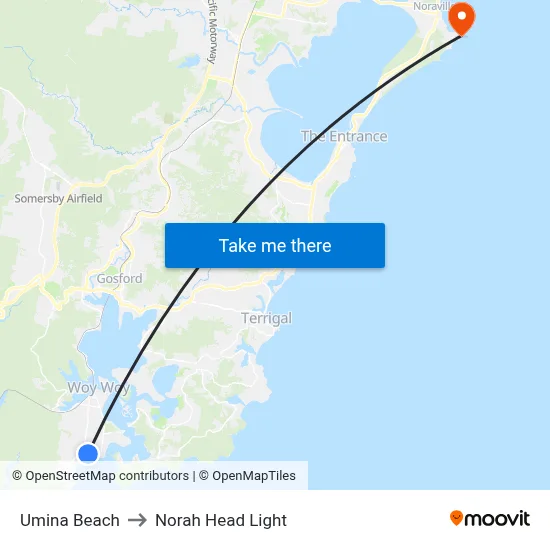 Umina Beach to Norah Head Light map