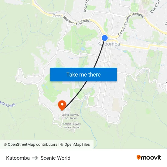 Katoomba to Scenic World map