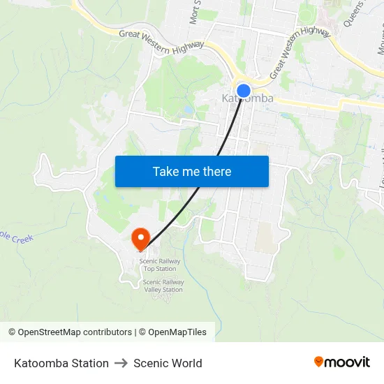 Katoomba Station to Scenic World map