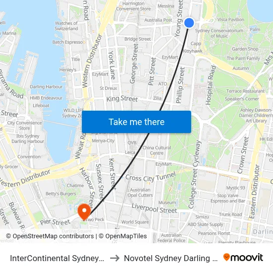 InterContinental Sydney by IHG to Novotel Sydney Darling Square map