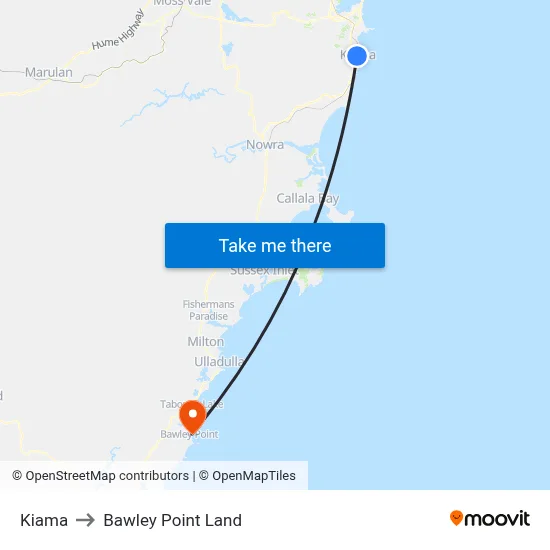 Kiama to Bawley Point Land map