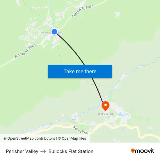 Perisher Valley to Bullocks Flat Station map