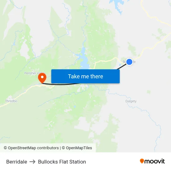 Berridale to Bullocks Flat Station map