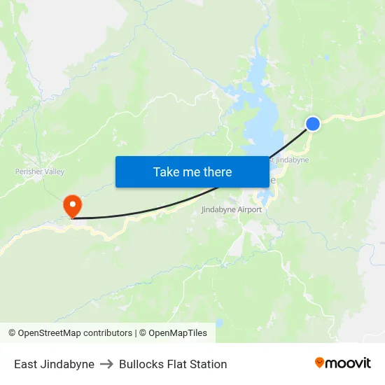 East Jindabyne to Bullocks Flat Station map