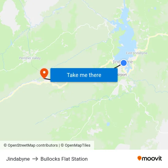 Jindabyne to Bullocks Flat Station map