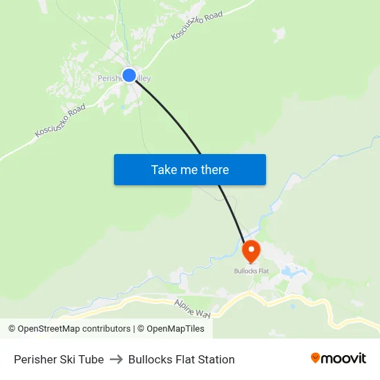 Perisher Ski Tube to Bullocks Flat Station map