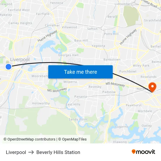 Liverpool to Beverly Hills Station map
