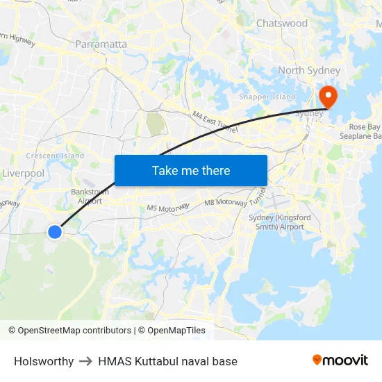 Holsworthy to HMAS Kuttabul naval base map
