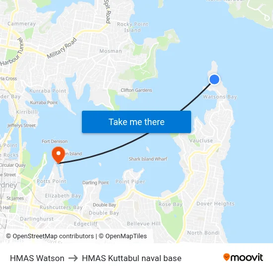 HMAS Watson to HMAS Kuttabul naval base map
