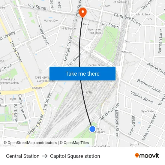 Central Station to Capitol Square station map