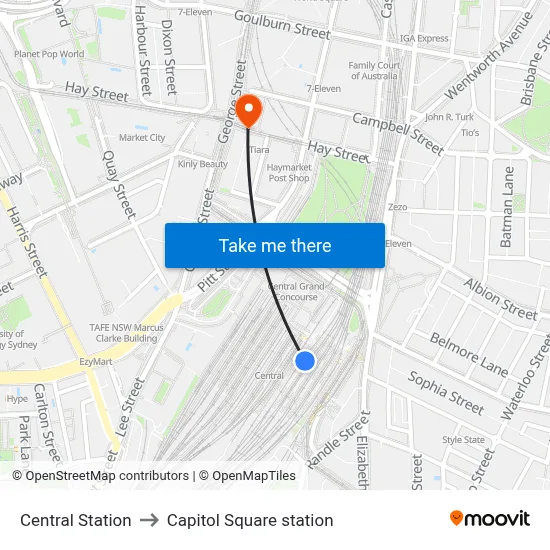Central Station to Capitol Square station map