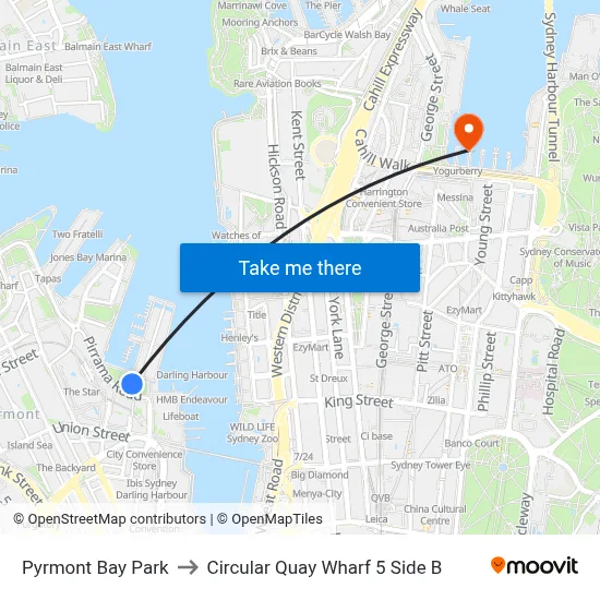 Pyrmont Bay Park to Circular Quay Wharf 5 Side B map