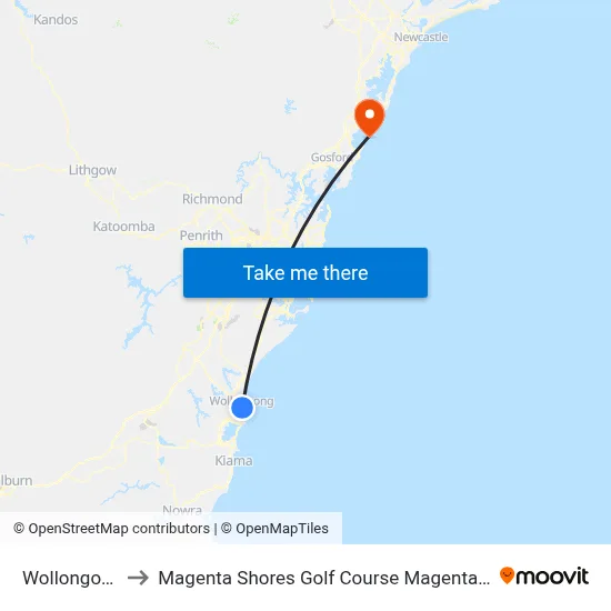Wollongong to Magenta Shores Golf Course Magenta Dr map