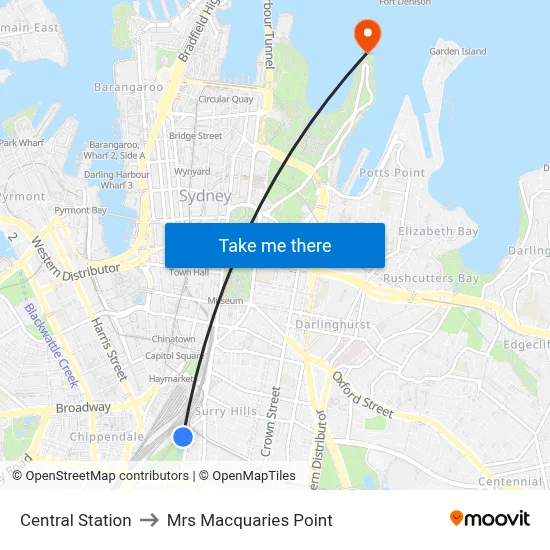 Central Station to Mrs Macquaries Point map