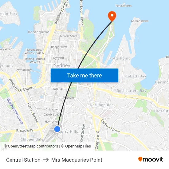 Central Station to Mrs Macquaries Point map