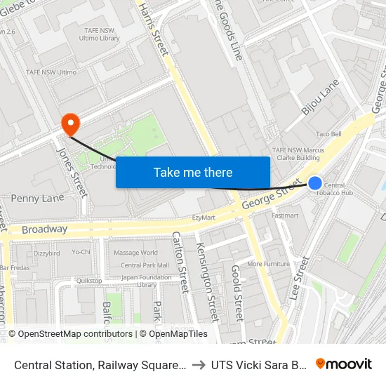Central Station, Railway Square, Stand M to UTS Vicki Sara Building map