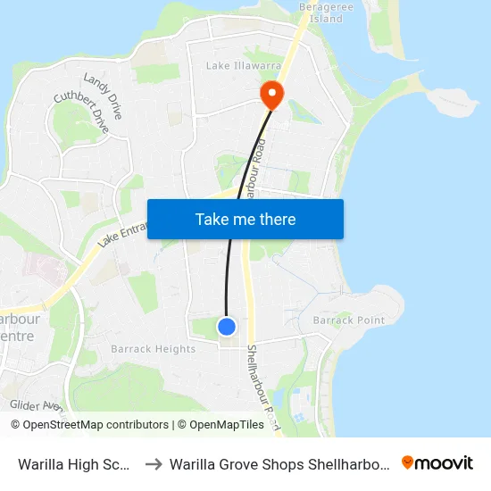 Warilla High School to Warilla Grove Shops Shellharbour Rd map