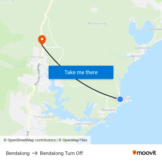Bendalong to Bendalong Turn Off map