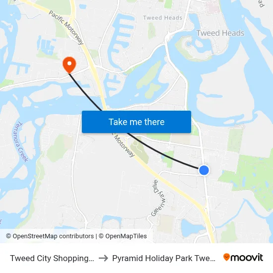 Tweed City Shopping Centre to Pyramid Holiday Park Tweed Heads map