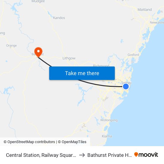 Central Station, Railway Square, Stand M to Bathurst Private Hospital map