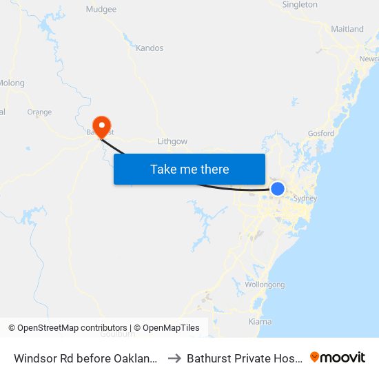 Windsor Rd before Oakland Ave to Bathurst Private Hospital map
