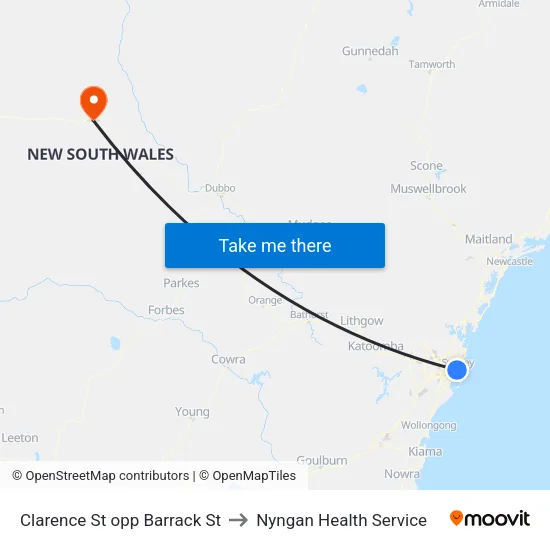 Clarence St opp Barrack St to Nyngan Health Service map