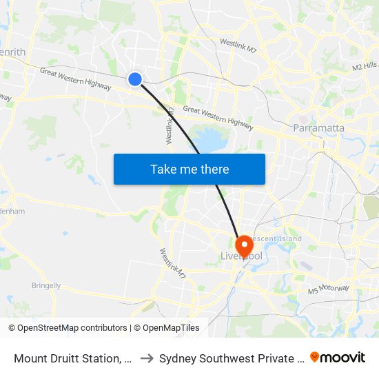 Mount Druitt Station, Stand H to Sydney Southwest Private Hospital map