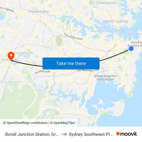 Bondi Junction Station, Grafton St, Stand R to Sydney Southwest Private Hospital map