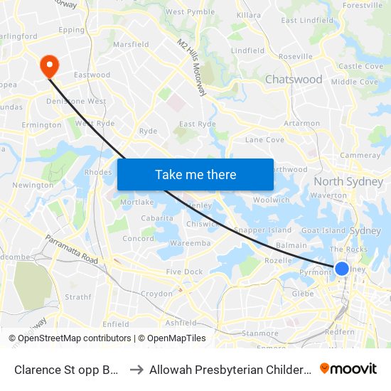 Clarence St opp Barrack St to Allowah Presbyterian Childern's Hospital map