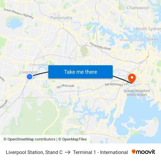 Liverpool Station, Stand C to Terminal 1 - International map