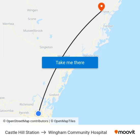 Castle Hill Station to Wingham Community Hospital map