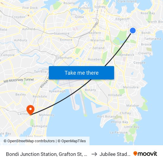 Bondi Junction Station, Grafton St, Stand R to Jubilee Stadium map