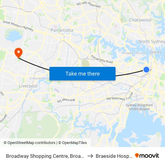 Broadway Shopping Centre, Broadway to Braeside Hospital map