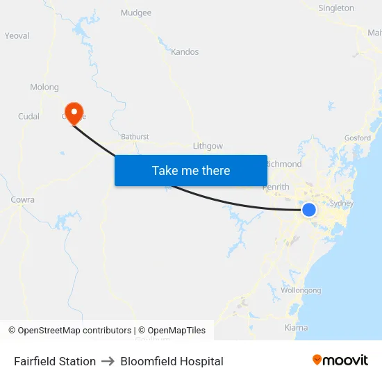 Fairfield Station to Bloomfield Hospital map