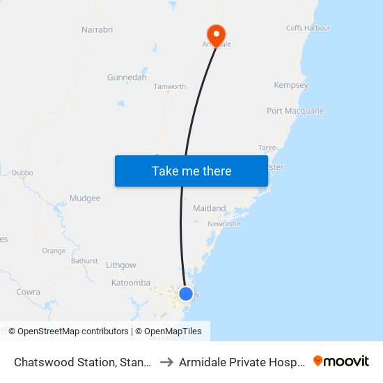 Chatswood Station, Stand C to Armidale Private Hospital map