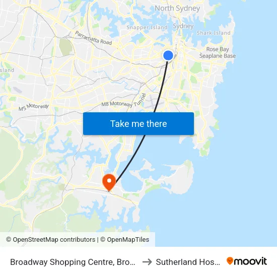 Broadway Shopping Centre, Broadway to Sutherland Hospital map