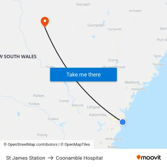 St James Station to Coonamble Hospital map