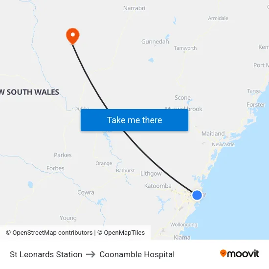 St Leonards Station to Coonamble Hospital map