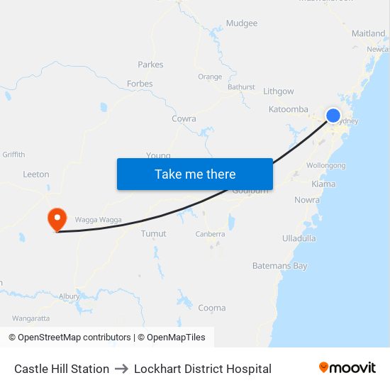 Castle Hill Station to Lockhart District Hospital map