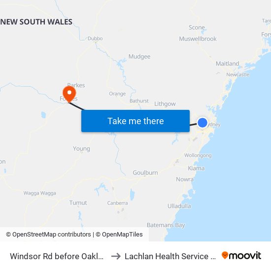 Windsor Rd before Oakland Ave to Lachlan Health Service Forbes map