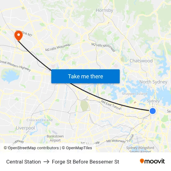 Central Station to Forge St Before Bessemer St map