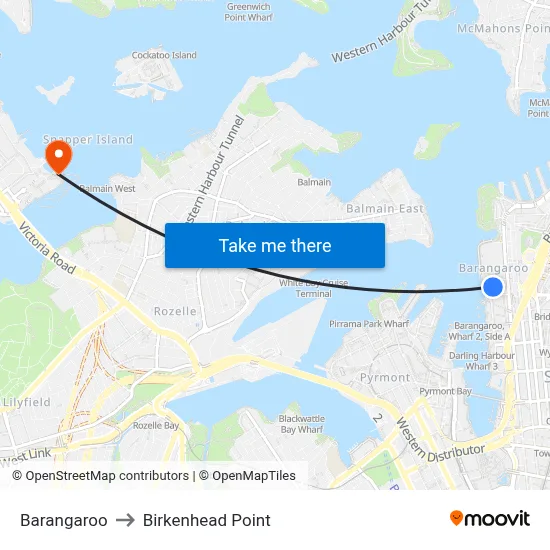 Barangaroo to Birkenhead Point map