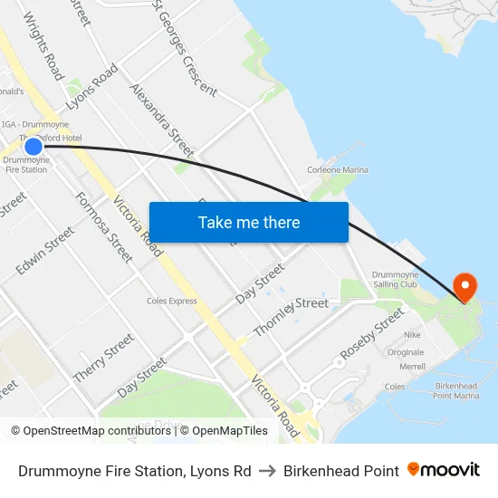 Drummoyne Fire Station, Lyons Rd to Birkenhead Point map