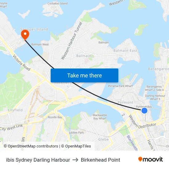 ibis Sydney Darling Harbour to Birkenhead Point map