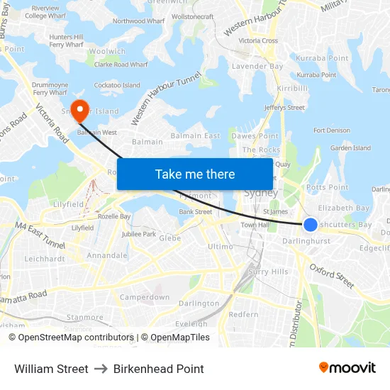 William Street to Birkenhead Point map