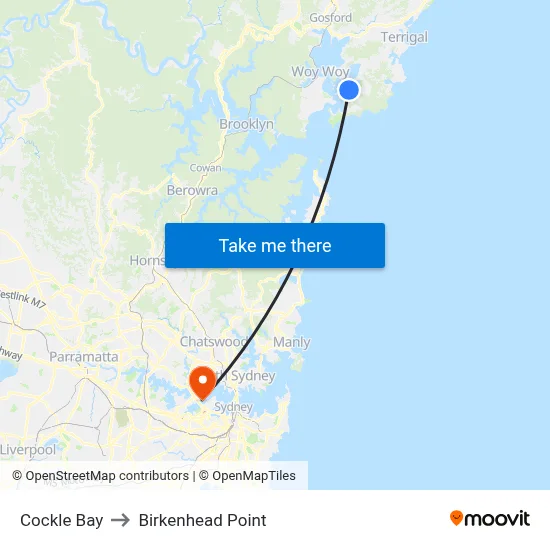 Cockle Bay to Birkenhead Point map