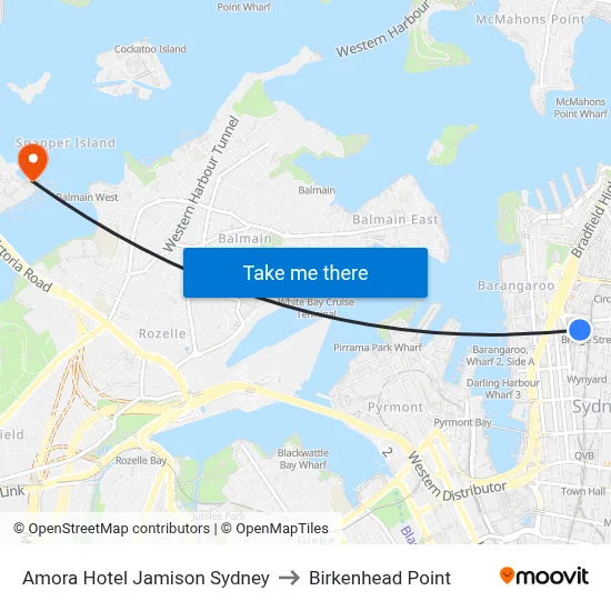 Amora Hotel Jamison Sydney to Birkenhead Point map