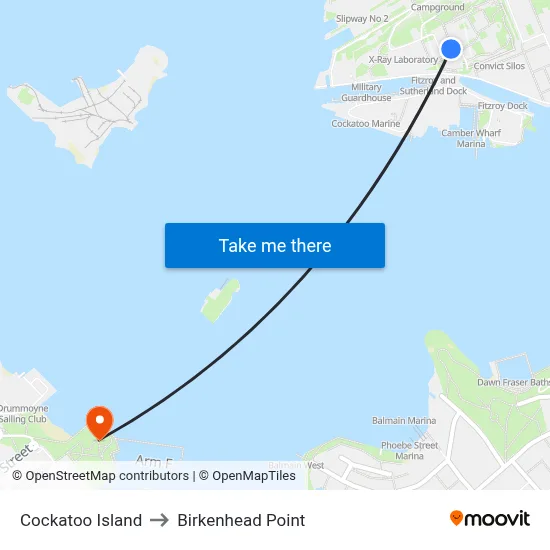 Cockatoo Island to Birkenhead Point map