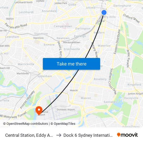 Central Station, Eddy Ave, Stand C to Dock 6 Sydney International Airport map